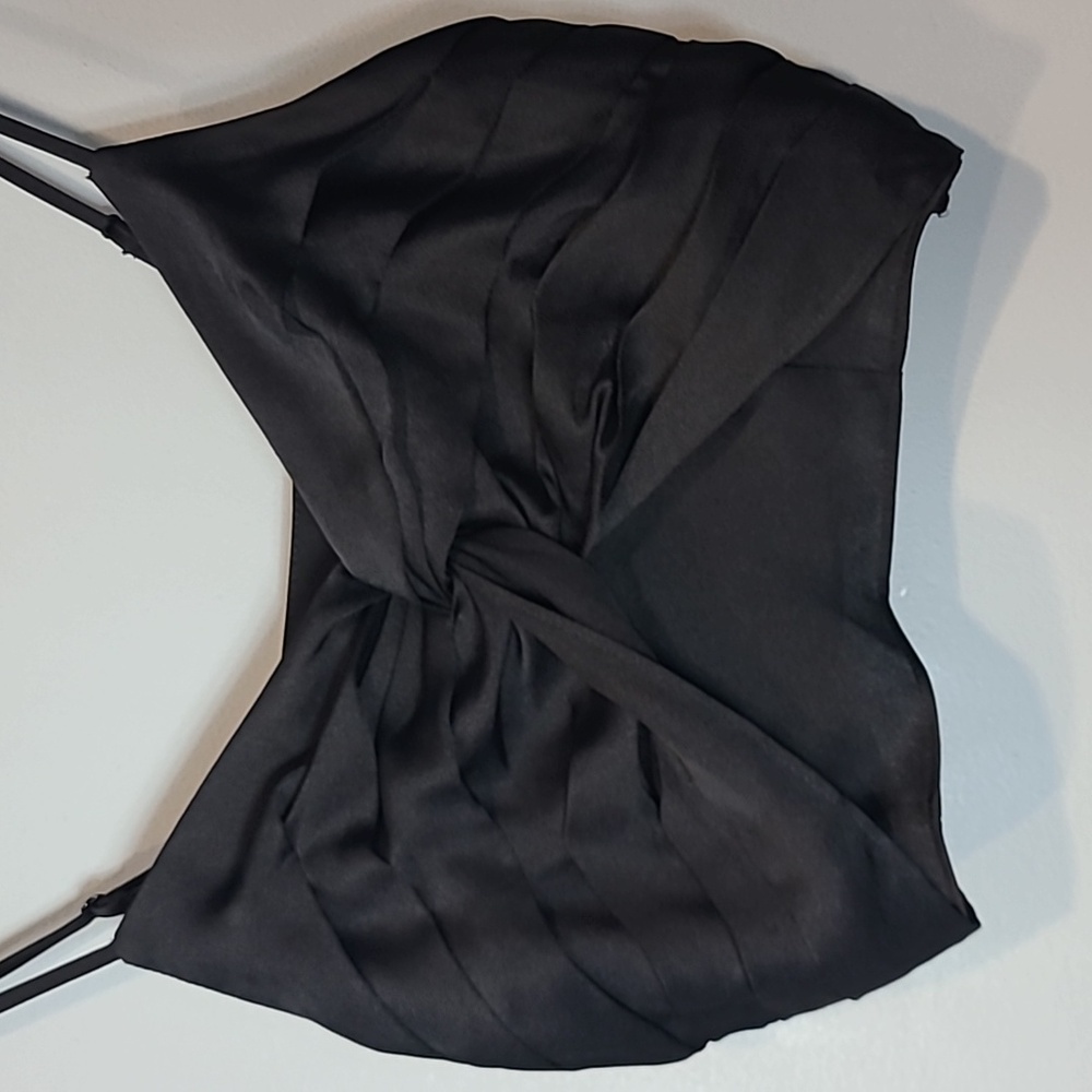 Express Black Crop Tank Top‎ Satin Size XS - Picture 2 of 6